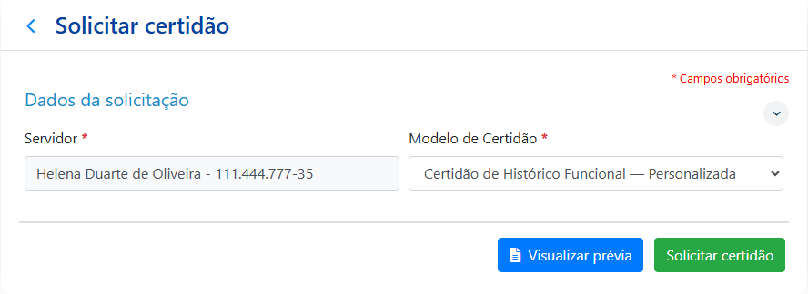 Solicitação da Certidão Personalizada no ambiente demonstrativo do CNIS Municipal