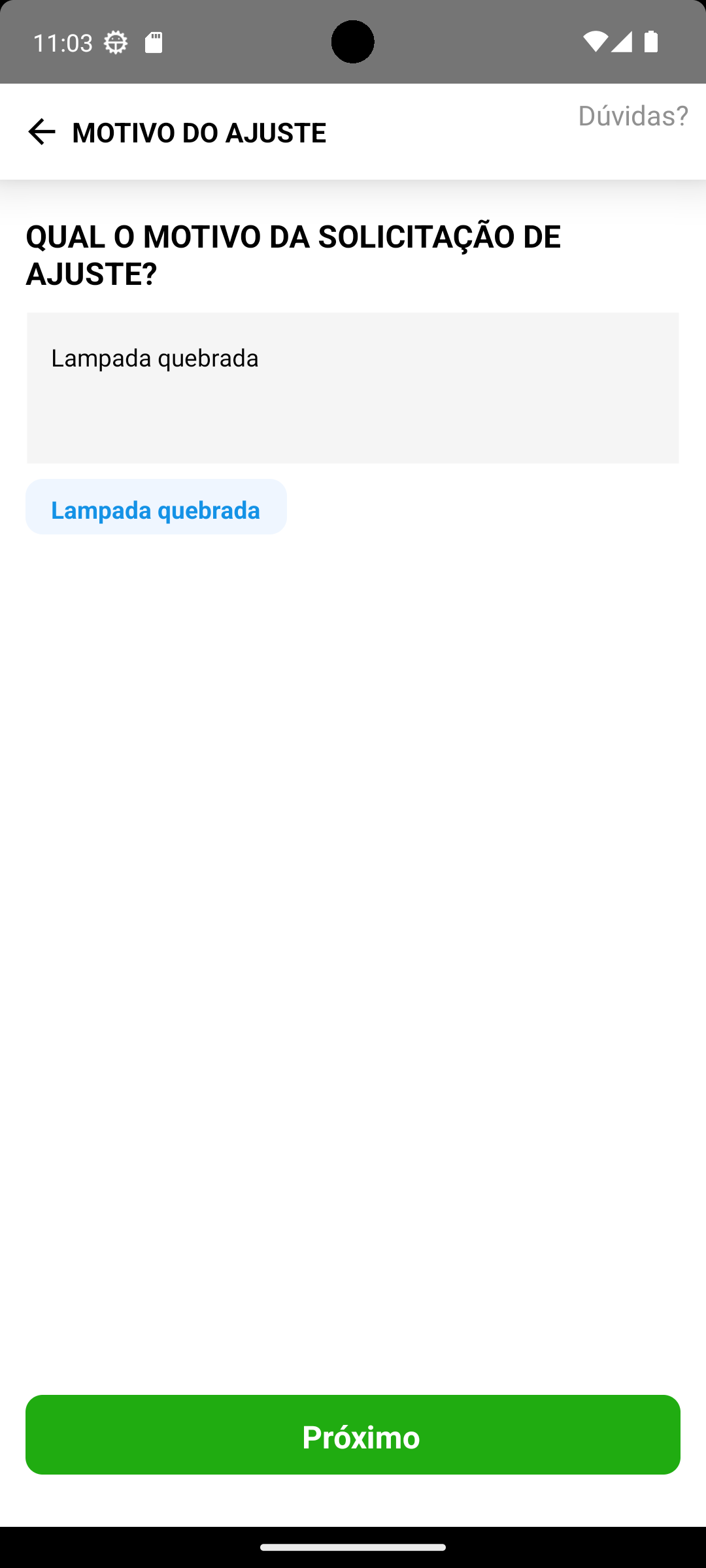 Motivo do ajuste no aplicativo +Luz