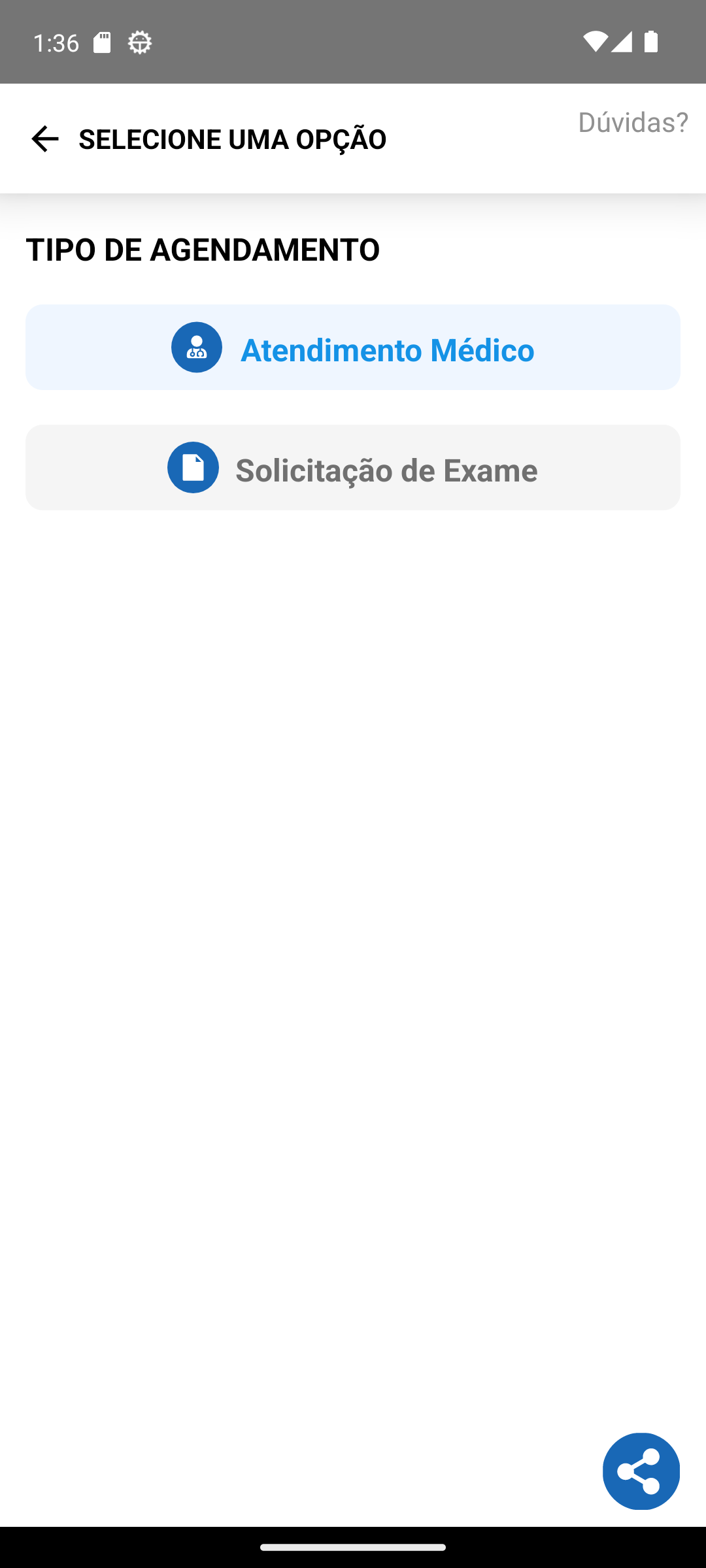 Escolha entre consulta e exame no aplicativo +Saúde
