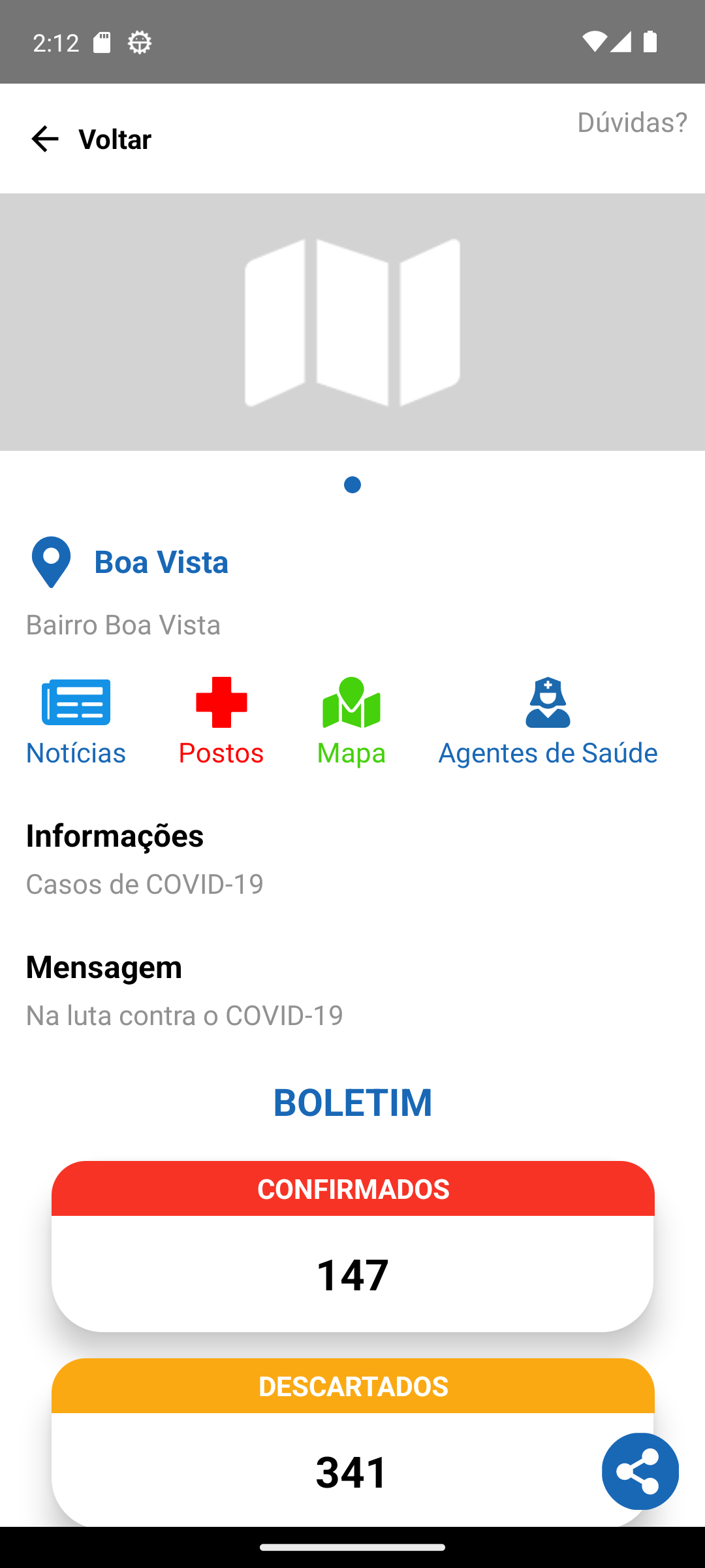Detalhes de um local no ambiente demonstrativo do +Saúde